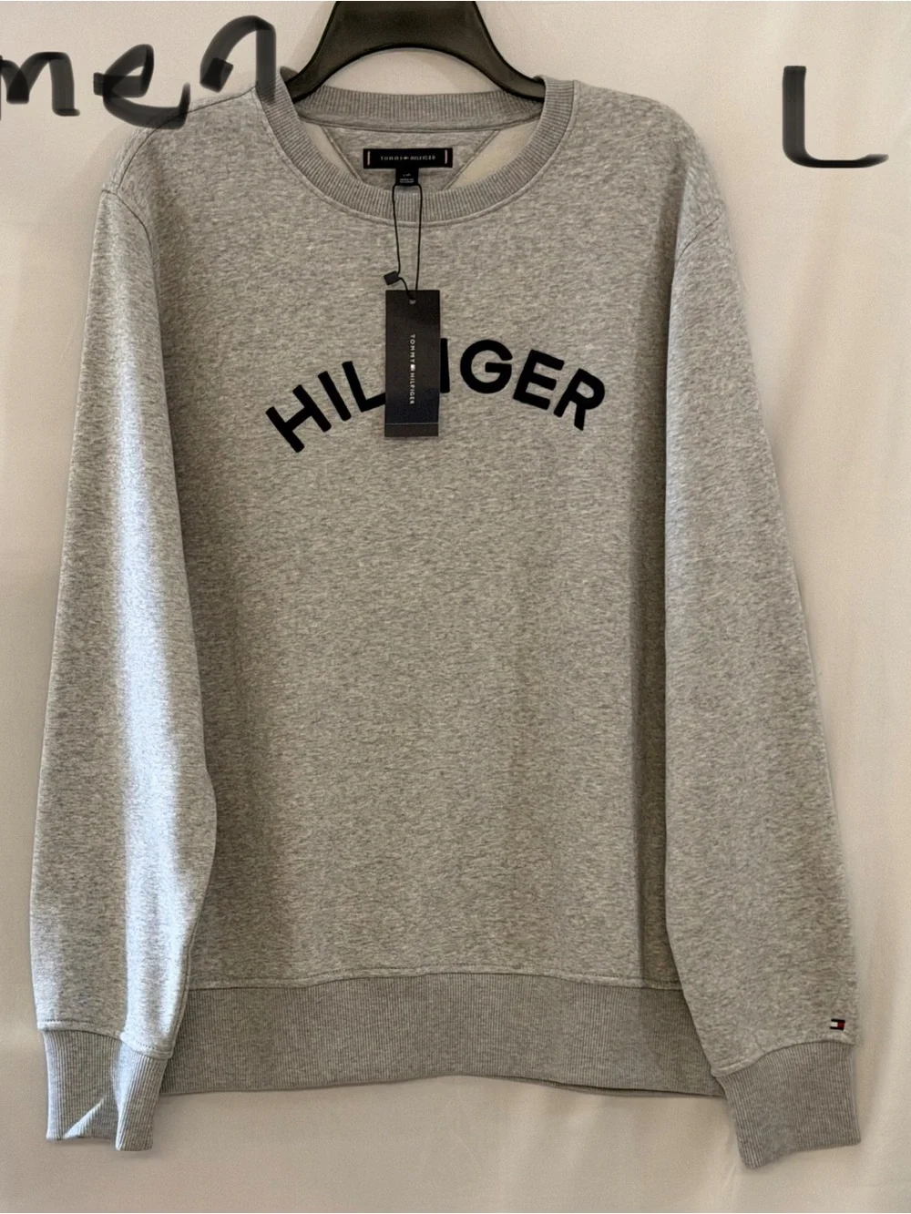 Tommy Hilfiger Heather Gray Crewneck with Black Arch Logo
